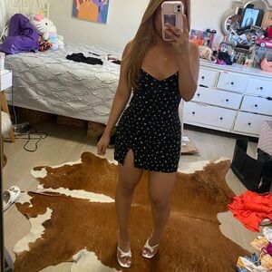 Black open back floral dress